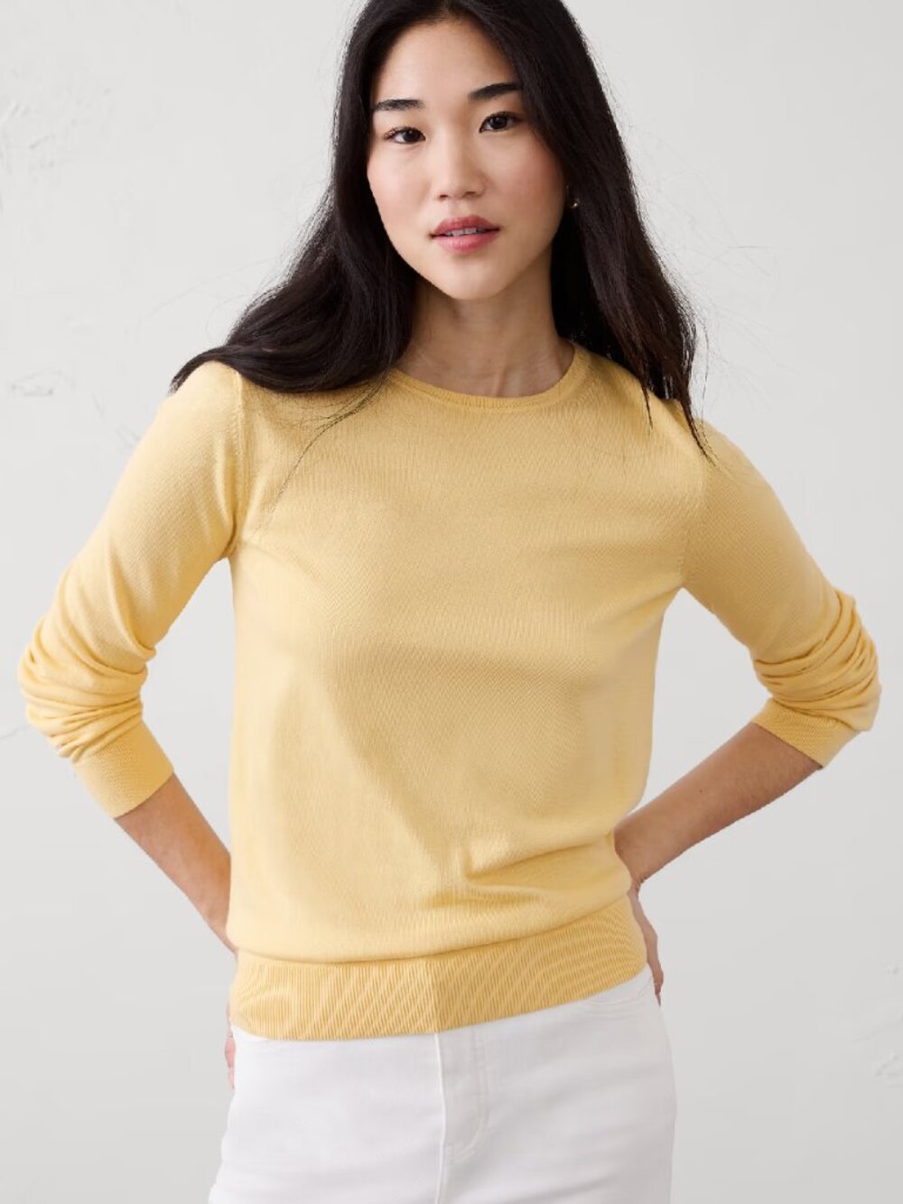 Banana Republic Forever Crew Neck Sweater Sunny Yellow